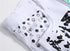 Elasticity Men's Jeans White Printed Mid Waist Jeans Straight Pants